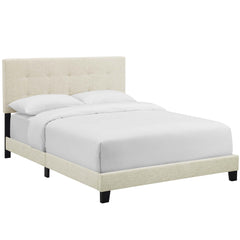Amira Beige Upholstered Fabric Queen Bed - Ornate Home