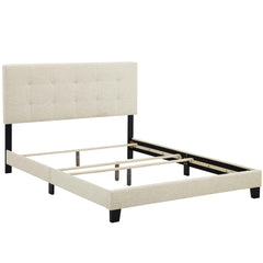 Amira Beige Upholstered Fabric Queen Bed - Ornate Home