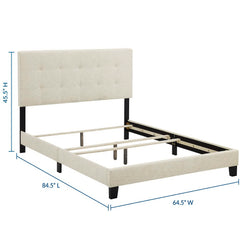 Amira Beige Upholstered Fabric Queen Bed - Ornate Home