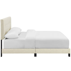 Amira Beige Upholstered Fabric Queen Bed - Ornate Home