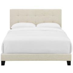 Amira Beige Upholstered Fabric Queen Bed - Ornate Home