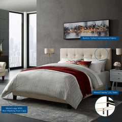 Amira Beige Upholstered Fabric Queen Bed - Ornate Home