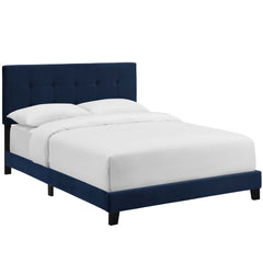 Amira Midnight Blue Performance Velvet Full Bed - Ornate Home