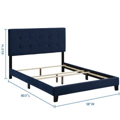 Amira Midnight Blue Performance Velvet Full Bed - Ornate Home