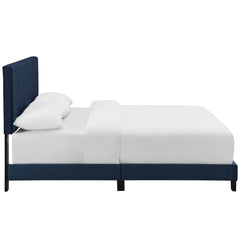 Amira Midnight Blue Performance Velvet Full Bed - Ornate Home