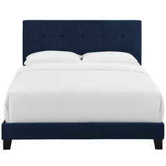 Amira Midnight Blue Performance Velvet Full Bed - Ornate Home