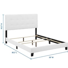 Amira White Upholstered Fabric Full Bed - Ornate Home