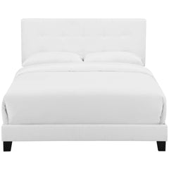 Amira White Upholstered Fabric Full Bed - Ornate Home