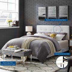 Amira White Upholstered Fabric Full Bed - Ornate Home