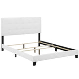 Amira White Upholstered Fabric Queen Bed - Ornate Home