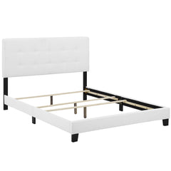 Amira White Upholstered Fabric Queen Bed - Ornate Home