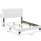 Amira White Upholstered Fabric Queen Bed - Ornate Home