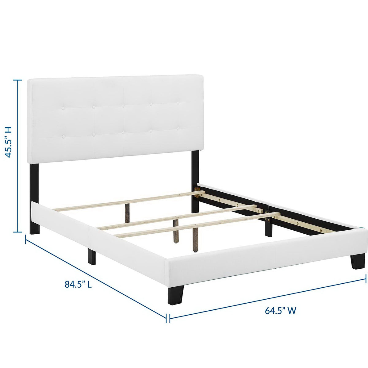 Amira White Upholstered Fabric Queen Bed - Ornate Home