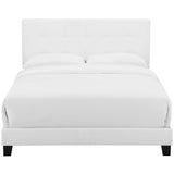 Amira White Upholstered Fabric Queen Bed - Ornate Home