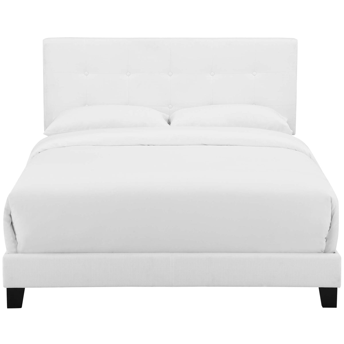 Amira White Upholstered Fabric Queen Bed - Ornate Home