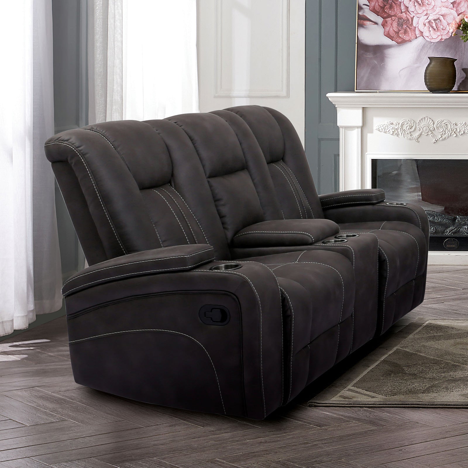 Amirah Dark Gray Sofa & Glider Loveseat - Ornate Home