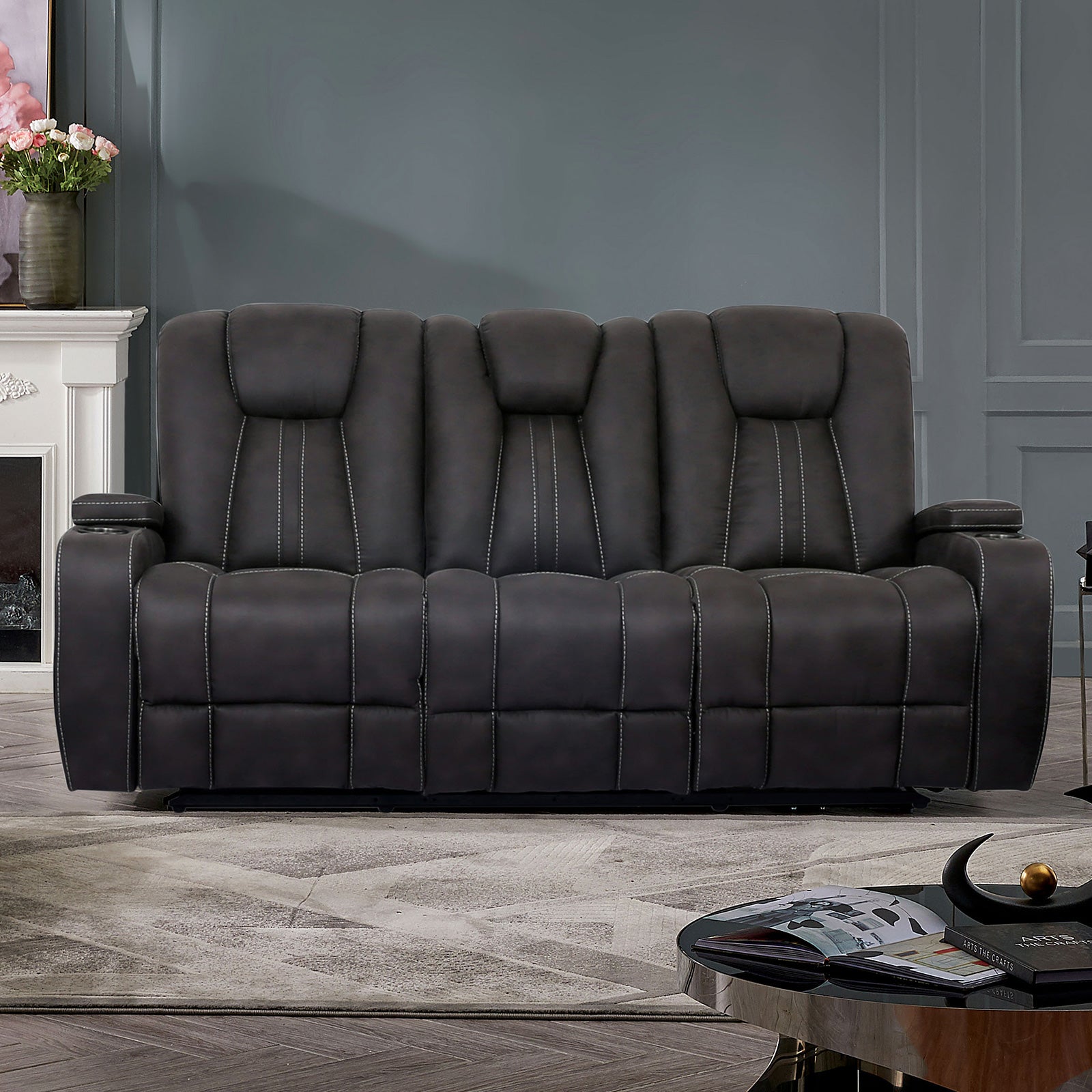 Amirah Dark Gray Sofa & Glider Loveseat - Ornate Home