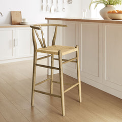 Amish Weathered Gray Teak Wood Bar Stool - Ornate Home