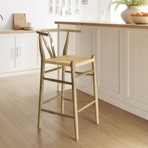 Amish Weathered Gray Teak Wood Bar Stool - Ornate Home