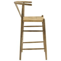Amish Weathered Gray Teak Wood Bar Stool - Ornate Home