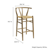 Amish Weathered Gray Teak Wood Bar Stool - Ornate Home