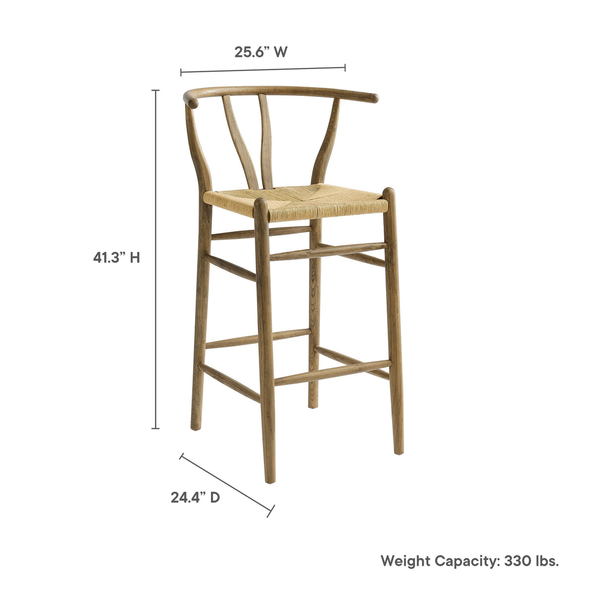 Amish Weathered Gray Teak Wood Bar Stool - Ornate Home