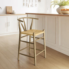 Amish Weathered Gray Teak Wood Counter Stool - Ornate Home