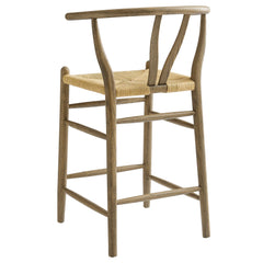 Amish Weathered Gray Teak Wood Counter Stool - Ornate Home