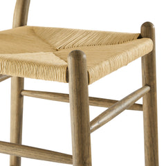 Amish Weathered Gray Teak Wood Counter Stool - Ornate Home
