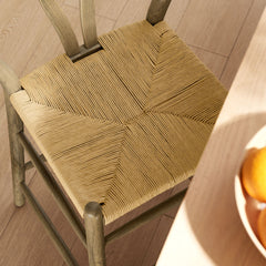 Amish Weathered Gray Teak Wood Counter Stool - Ornate Home