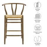 Amish Weathered Gray Teak Wood Counter Stool - Ornate Home