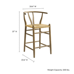 Amish Weathered Gray Teak Wood Counter Stool - Ornate Home