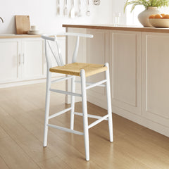 Amish White Wood Bar Stool - Ornate Home