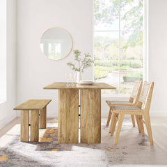 Amistad Oak 60" Wood Dining Table and Bench Set - Ornate Home