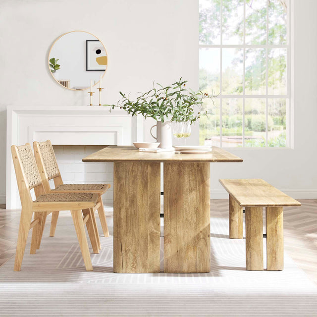 Amistad Oak 72" Wood Dining Table and Bench Set - Ornate Home