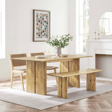 Amistad Oak 72" Wood Dining Table and Bench Set - Ornate Home