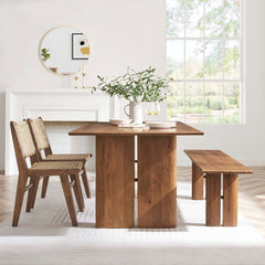 Amistad Walnut 72" Wood Dining Table and Bench Set - Ornate Home