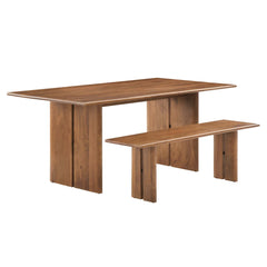 Amistad Walnut 72" Wood Dining Table and Bench Set - Ornate Home