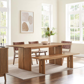 Amistad Walnut 86" Wood Dining Table and Bench Set - Ornate Home