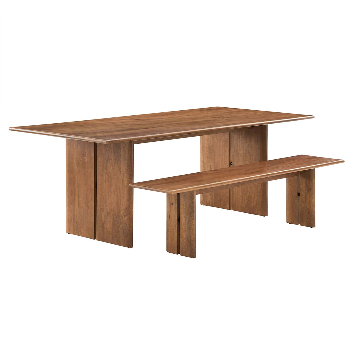 Amistad Walnut 86" Wood Dining Table and Bench Set - Ornate Home
