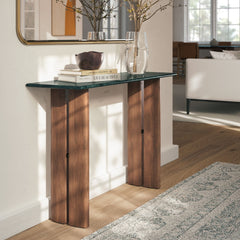 Amistad Walnut/Green 46 Inch Marble Console Table - Ornate Home