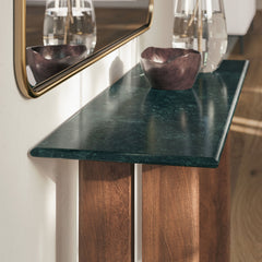 Amistad Walnut/Green 46 Inch Marble Console Table - Ornate Home