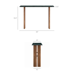 Amistad Walnut/Green 46 Inch Marble Console Table - Ornate Home