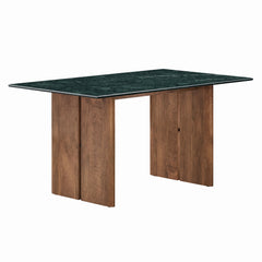 Amistad Walnut/Green 60 Inch Marble Dining Table - Ornate Home