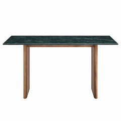 Amistad Walnut/Green 60 Inch Marble Dining Table - Ornate Home
