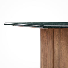 Amistad Walnut/Green 60 Inch Marble Dining Table - Ornate Home