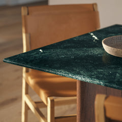 Amistad Walnut/Green 60 Inch Marble Dining Table - Ornate Home