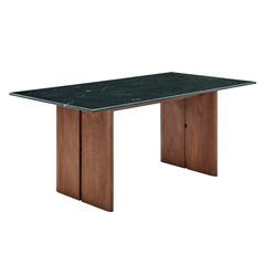 Amistad Walnut/Green 72 Inch Marble Dining Table - Ornate Home