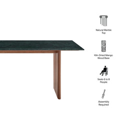 Amistad Walnut/Green 72 Inch Marble Dining Table - Ornate Home