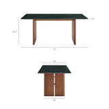 Amistad Walnut/Green 72 Inch Marble Dining Table - Ornate Home